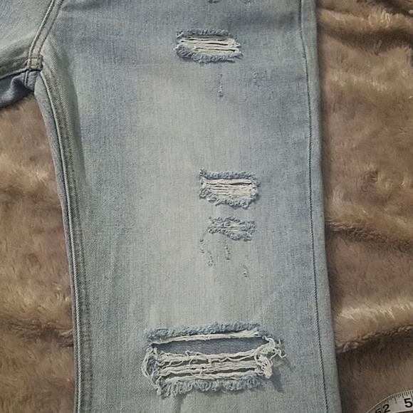 NASTY GAL WIDE LEG RETRO VIBE FLARED DISTRESSED HI-RISE LIGHT WASH JEAN - Picture 10 of 12